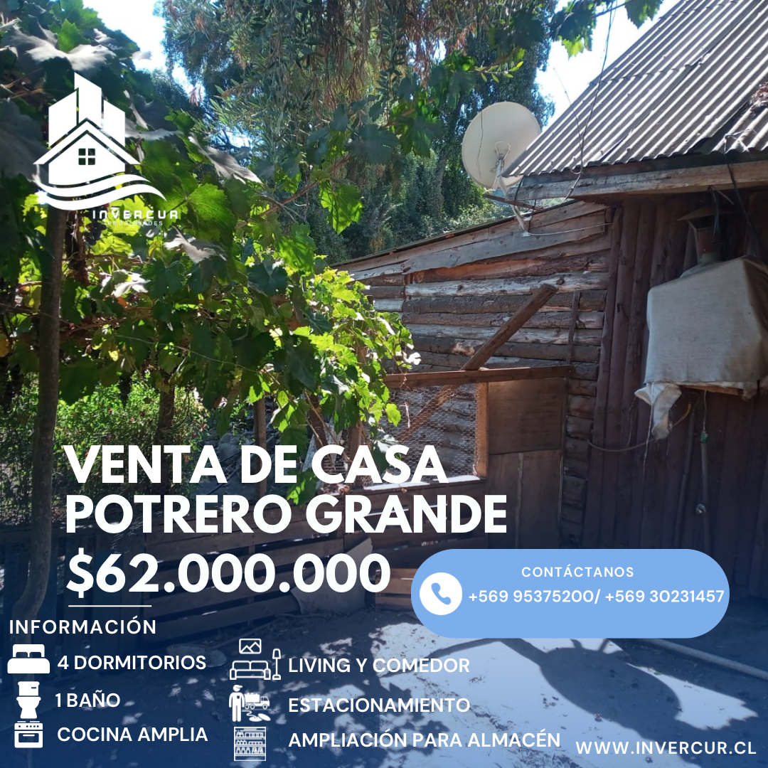 Venta casa con almacÃ©n, Potrero grande, CuricÃ³