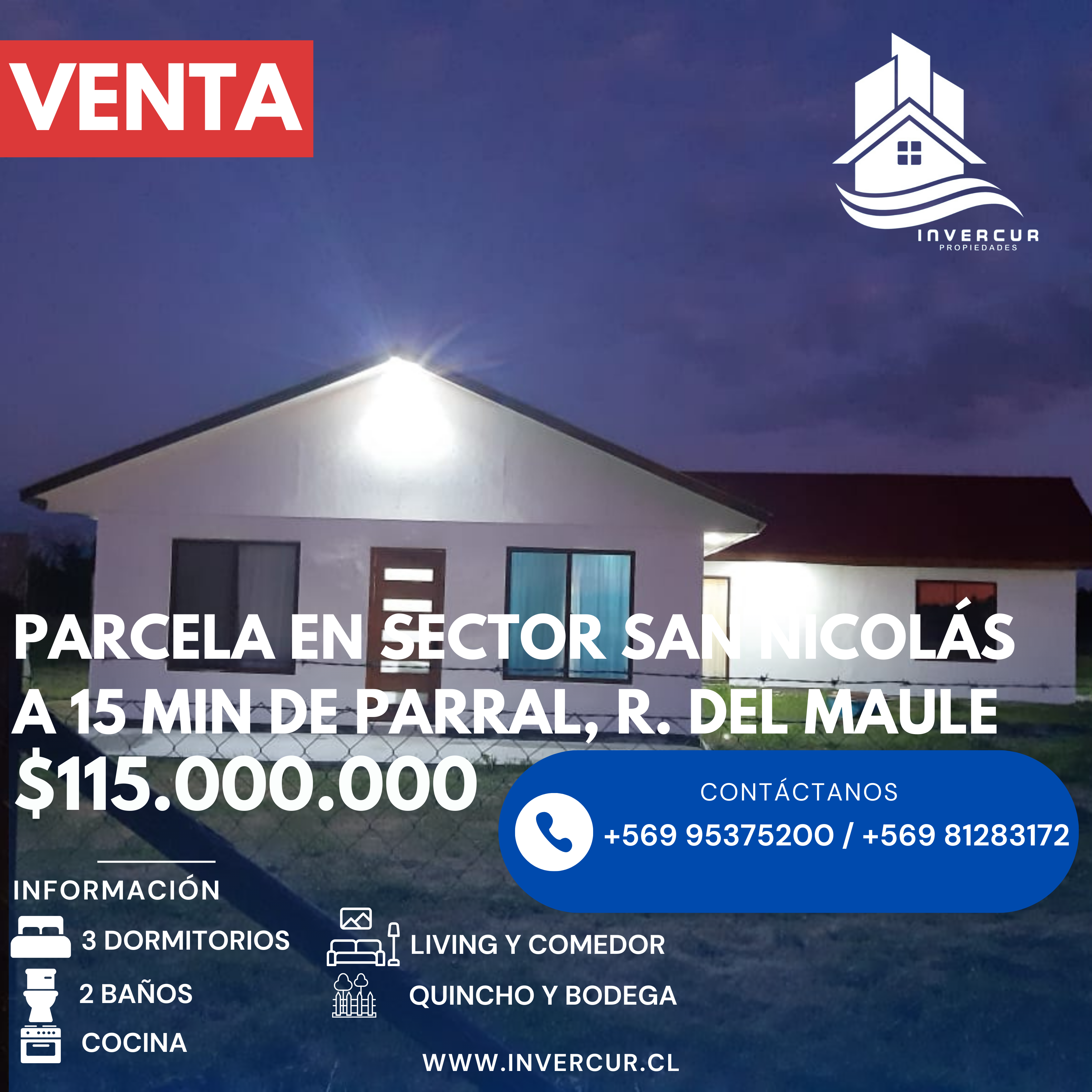 Parcela con casa, comuna de retiro, Sector San NicolÃ¡s 